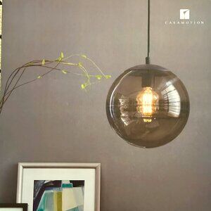 Casamotion 11 inch Handcrafted Glass Globe Pendent Light | Smokey Lt Brn | New
